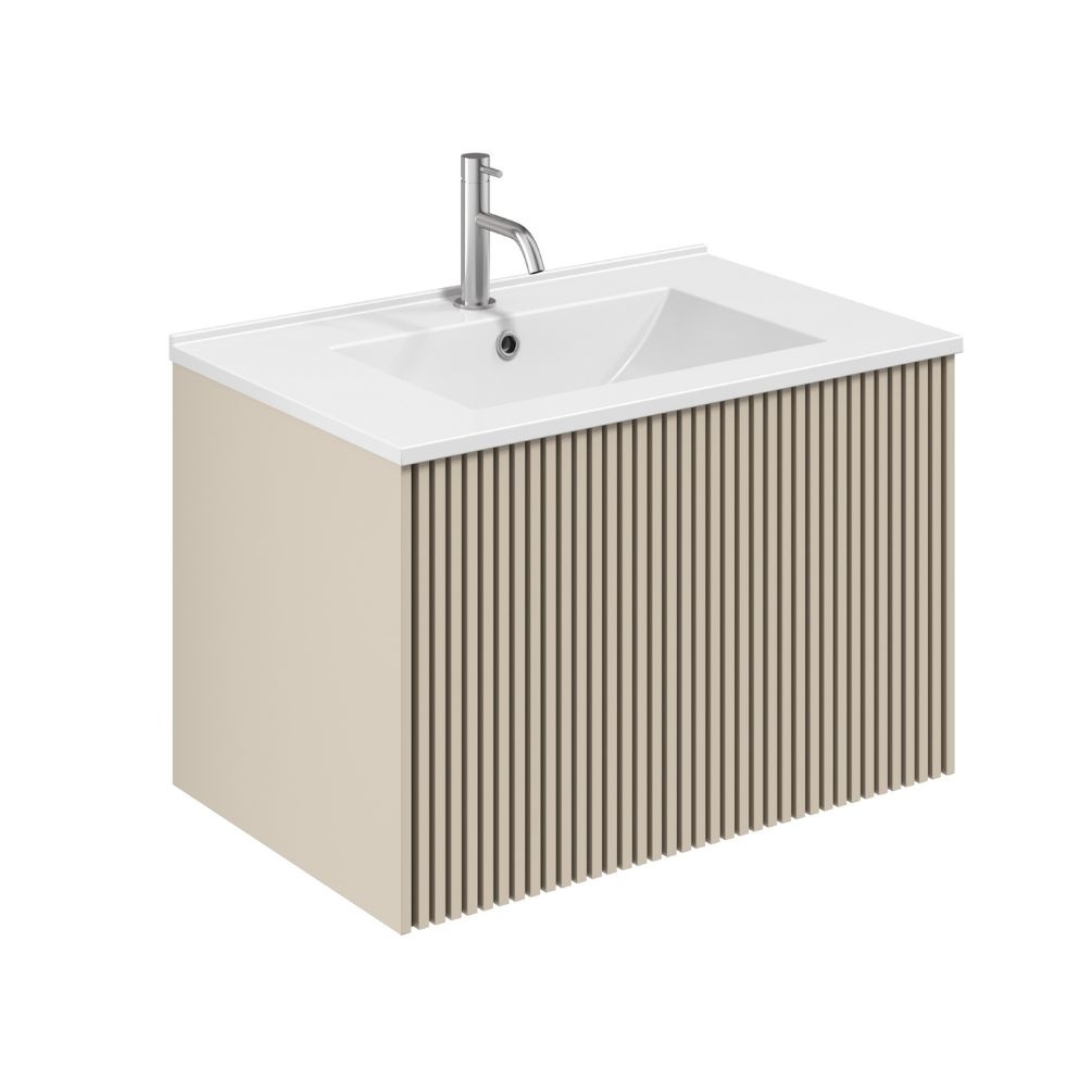 Product cut out image for Crosswater Limit 700mm Warm Stone Wall Hung Vanity Unit and Ceramic Basin 1TH LM7000DWSAN DE0003SCW